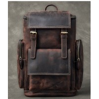 Top Grain Leather Travel Backpack Brown 