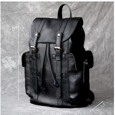Genuine Leather Black Travelling Backpack Bag