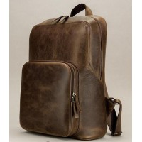 Brown Leather Backpack Laptop Travel Backpack 
