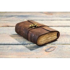 The Vintage lock Leather Journal with deckle edge  paper
