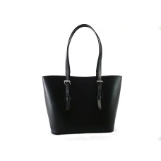 Black leather tote bag for woman